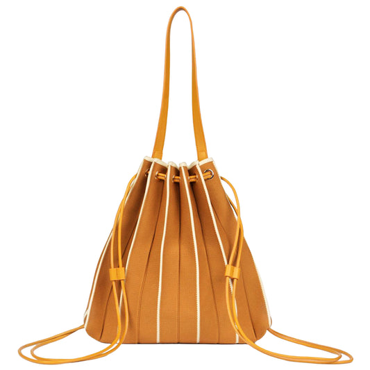 SURKANA Borsa zaino in maglia con pochette interna Cammello