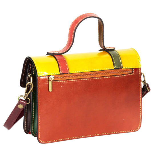Borsa Cartella Mini Reuse Multicolor in Pelle – Pattina Gialla
