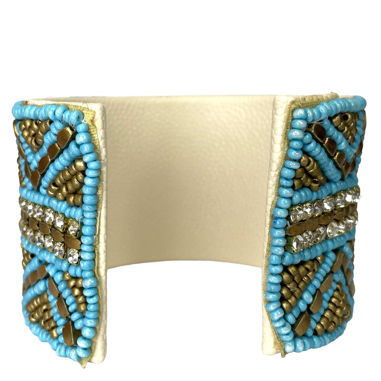 SURKANA Bracciale rigido turchese e oro con cristalli