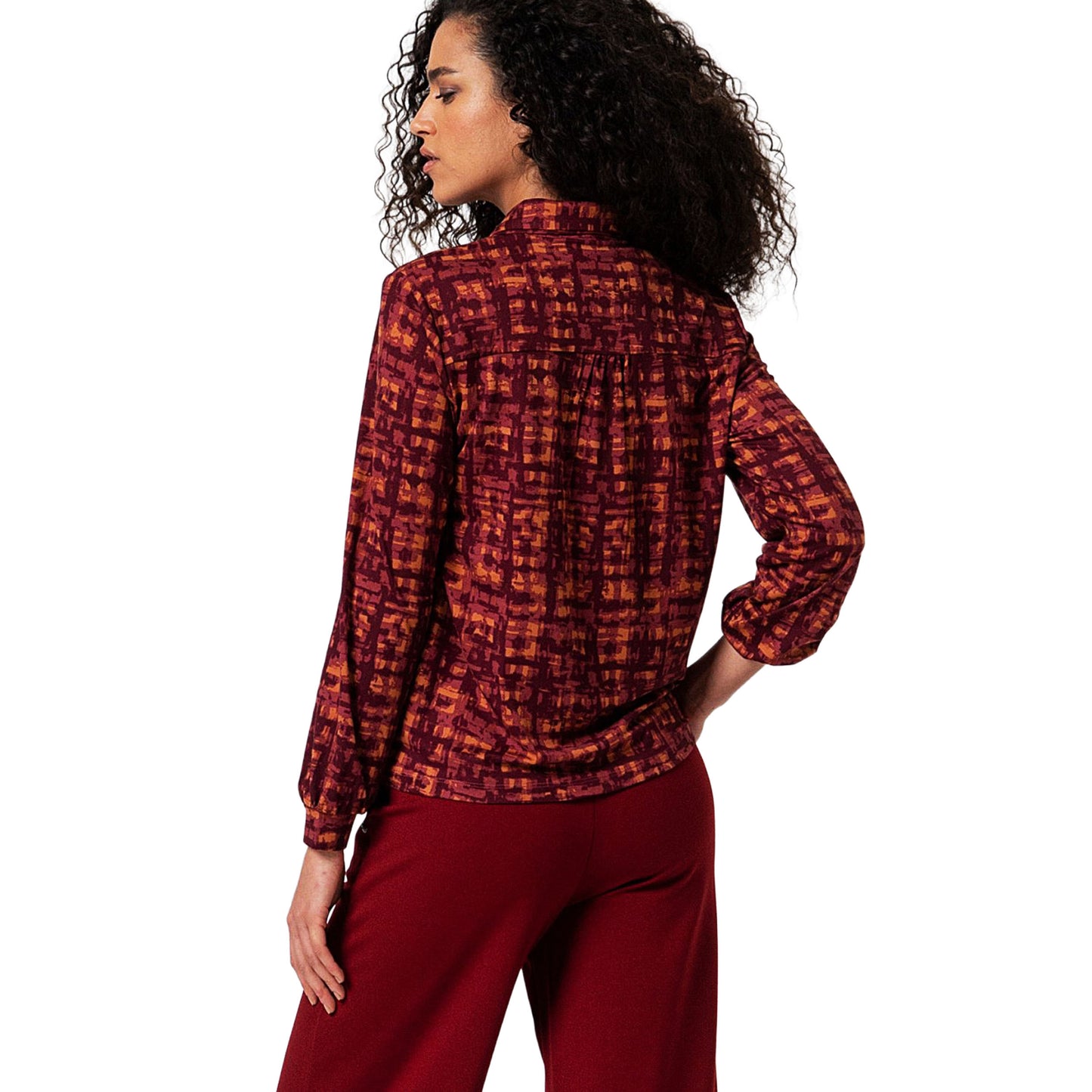 SURKANA - Camicia a maniche lunghe stampata Bordeaux-SURKANA-VIALESCARPE