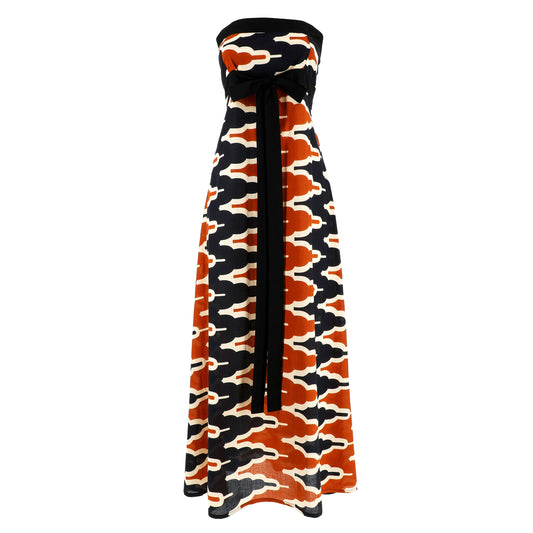 KARAKORUM Abito Lungo LITO Nero e Multicolor