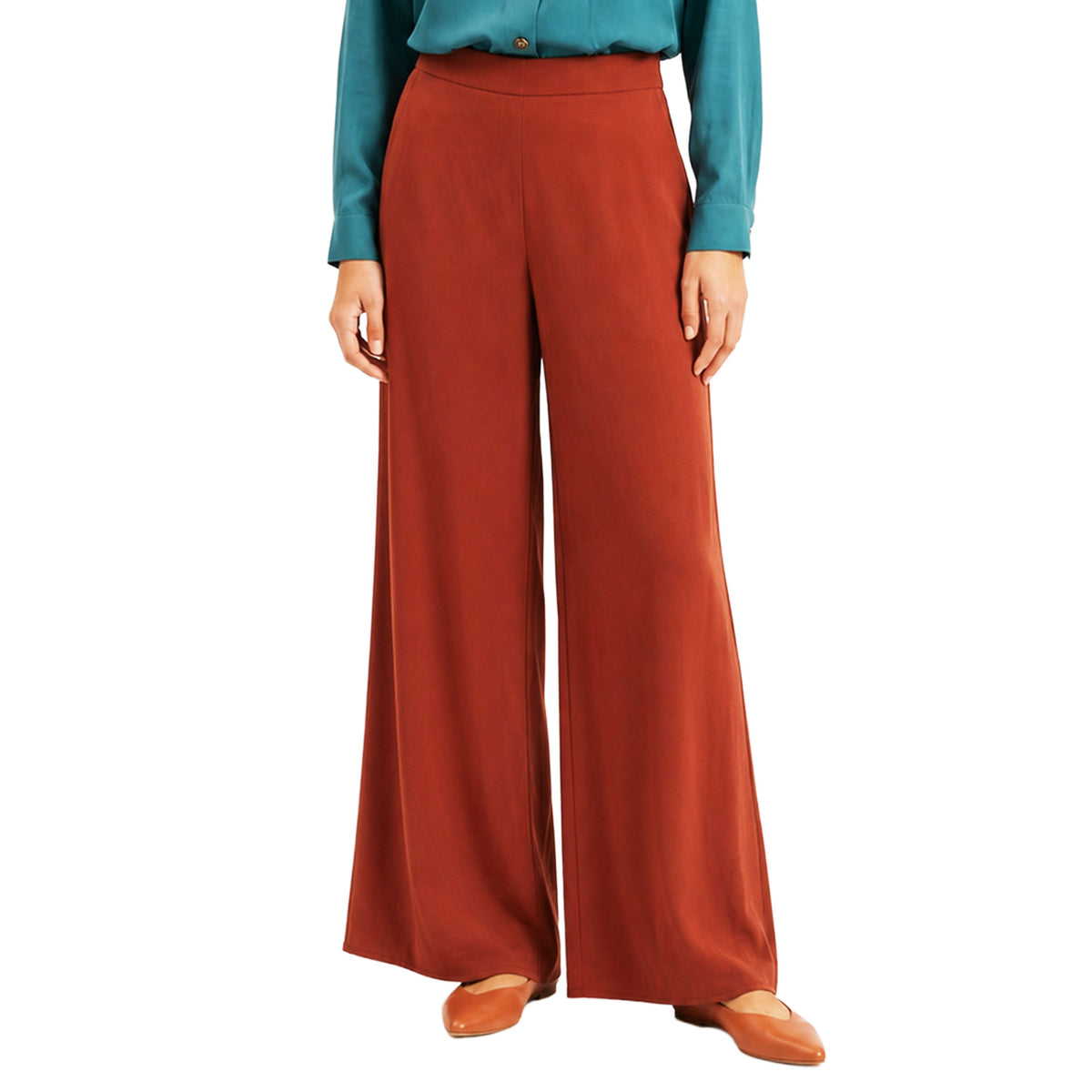 PEPALOVES Pantalone palazzo Bambù bruciato