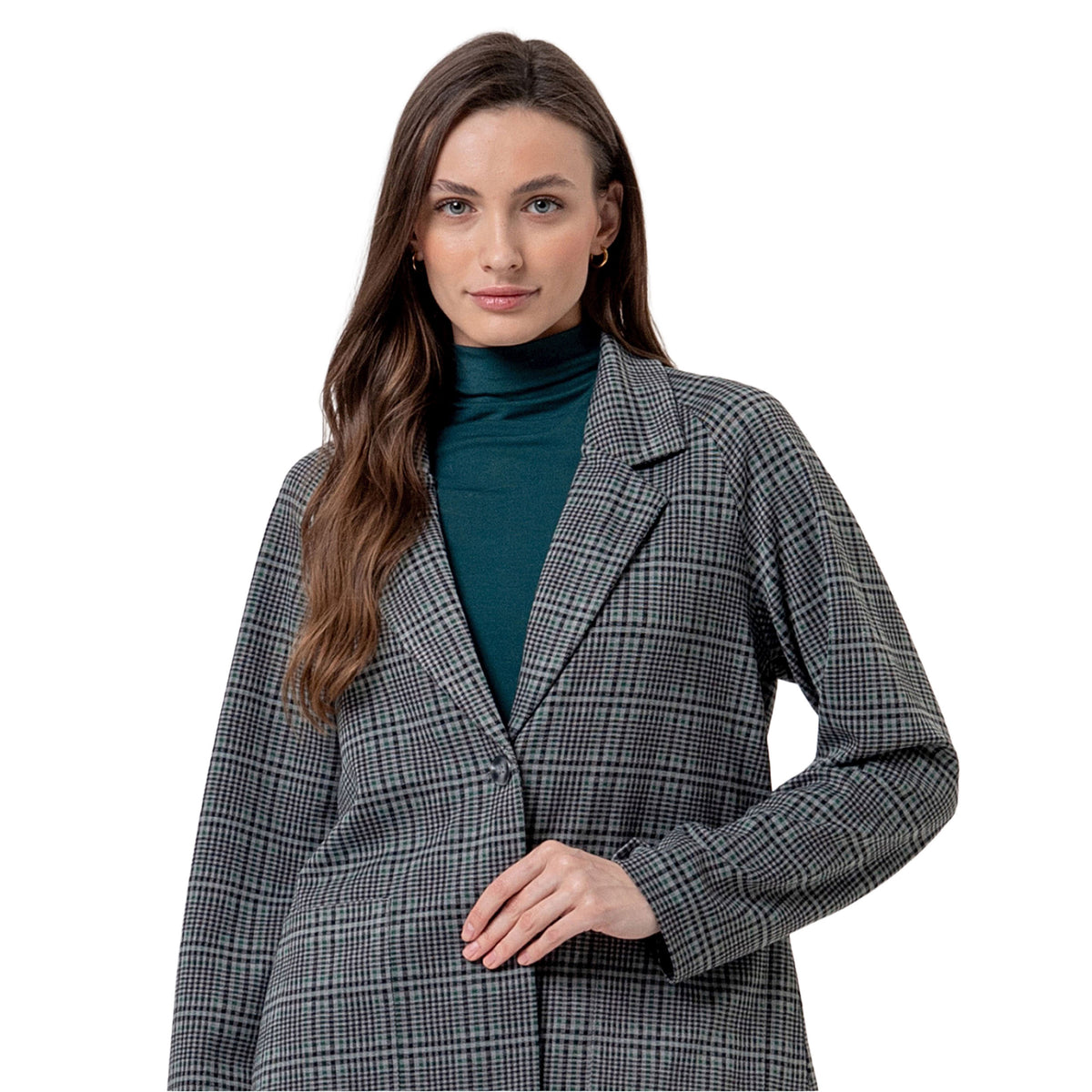 SURKANA Blazer Ampio a Quadri Grigio
