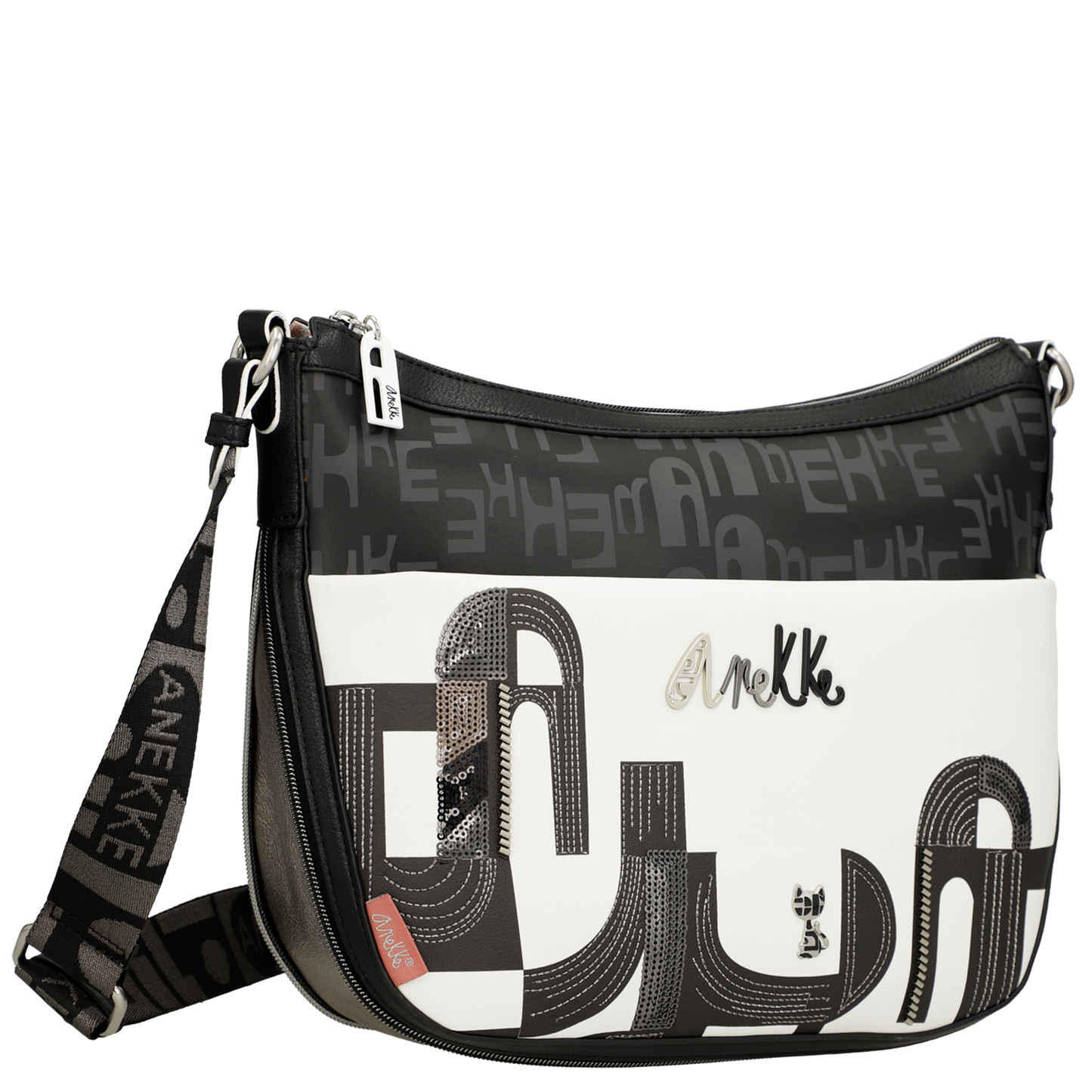 Borsa a Tracolla grande - Nature Sixties Black White