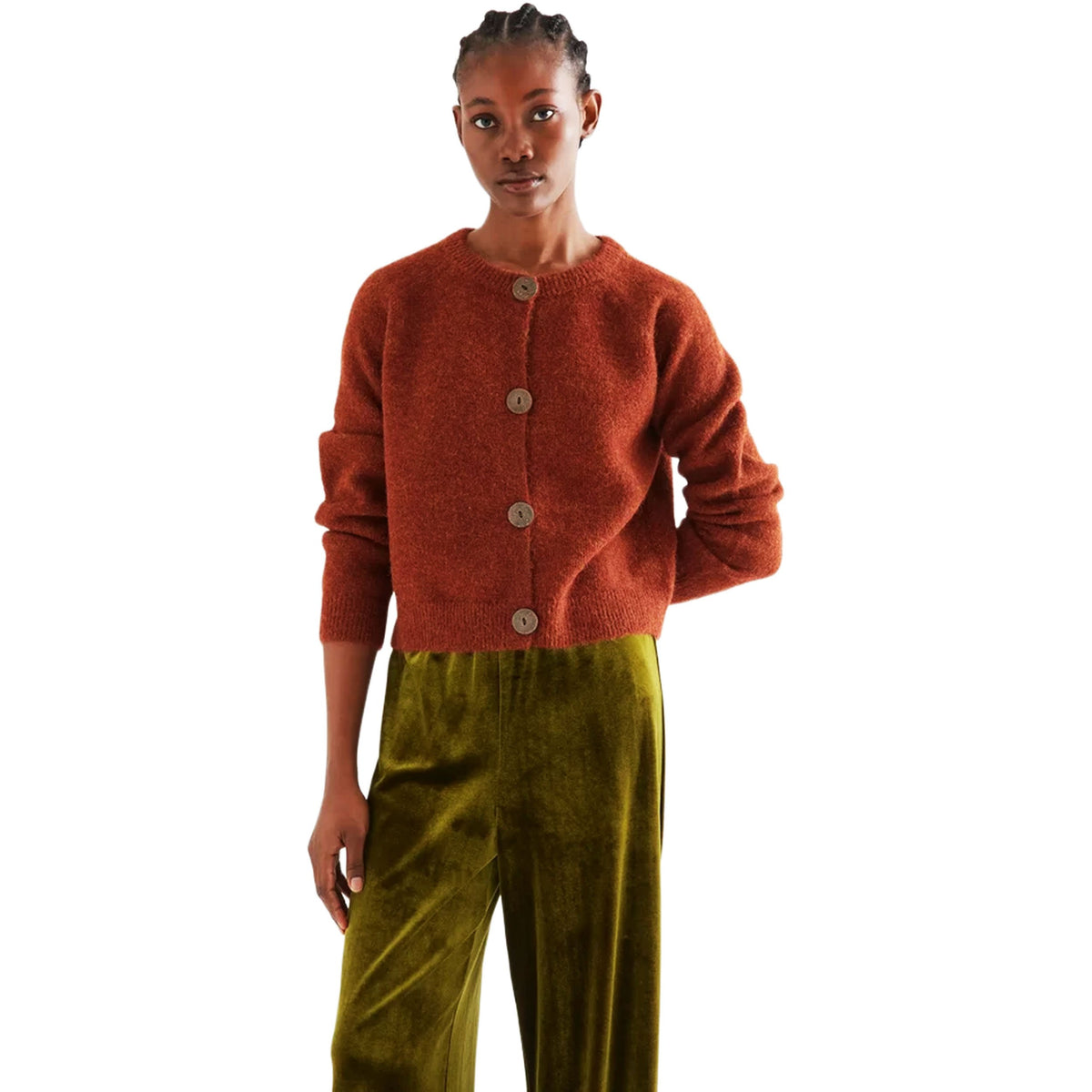 COMPAÑÍA FANTÁSTICA Cardigan in maglia di misto lana Ruggine